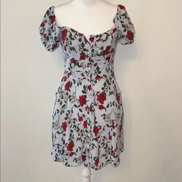 Yumi Kim rose print floral button front mini dress - Picture 1 of 3